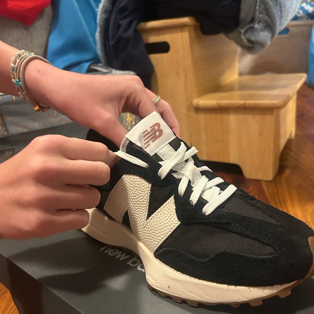 New Balance Black and Cream Sneakers